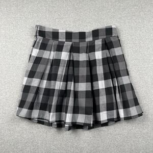 Noisy May Plaid Pleated Mini Skirt Black White Check High Waist Goth Emo Grunge